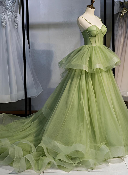Elegant Ball Gown Sweetheart Spaghetti Strap Corset Long Prom Dress