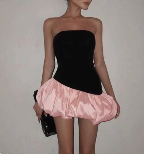Elegant Chic A-Line Strapless Sleeveless Asymmetrical Bubble Hem Short Homecoming Dress