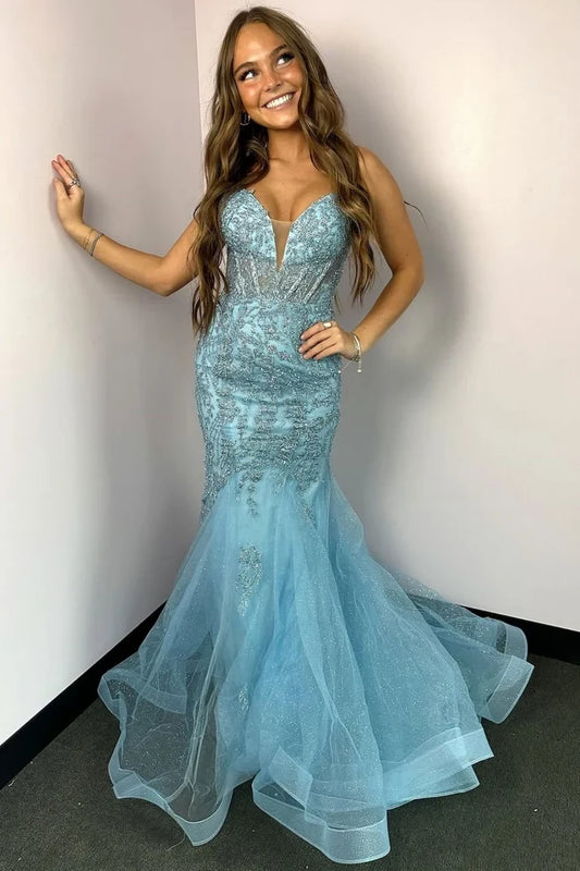 Gorgeous Mermaid Sweetheart Sleeveless Floor-Length Prom Dress with Appliques