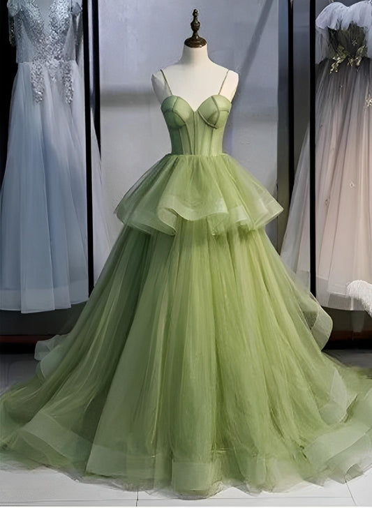 Elegant Ball Gown Sweetheart Spaghetti Strap Corset Long Prom Dress
