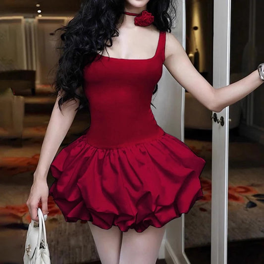 Charming A-Line Square Neck Sleeveless Bubble Hem Short Homecoming Dress