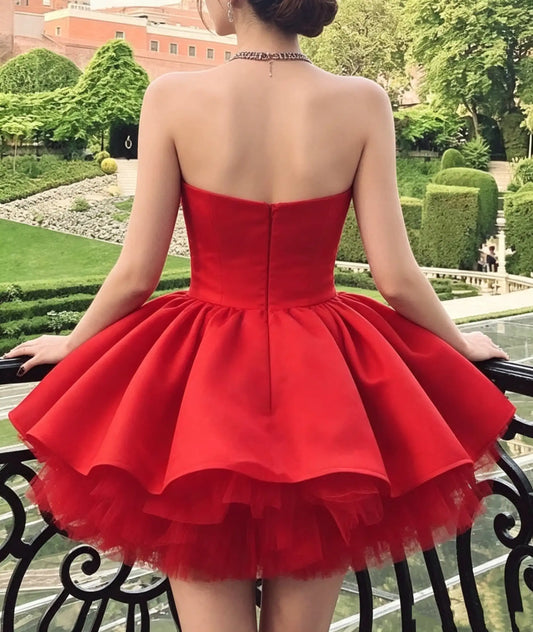 Charming A-Line Sweetheart Sleeveless Satin Short Homecoming Party Dress