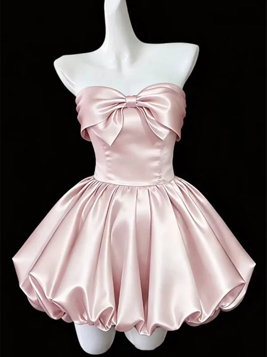 Charming A-Line Sweetheart Strapless Sleeveless Bow Detail Short Homecoming Dress