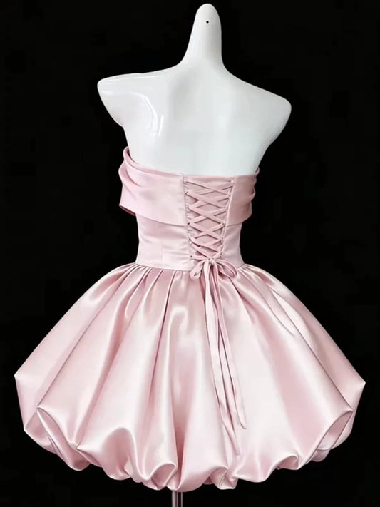 Charming A-Line Sweetheart Strapless Sleeveless Bow Detail Short Homecoming Dress