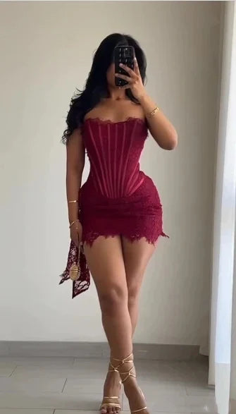 Charming Sheath Strapless Sleeveless Corset Bodice Asymmetrical Short Homecoming Dress
