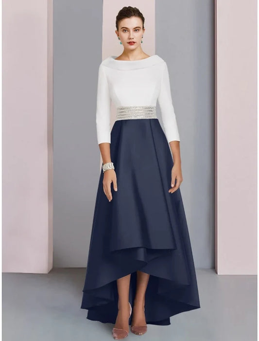 Chic A-Line Scoop 3/4 Length Sleeves Two-Tone High Low Mother of the Bride Dress
