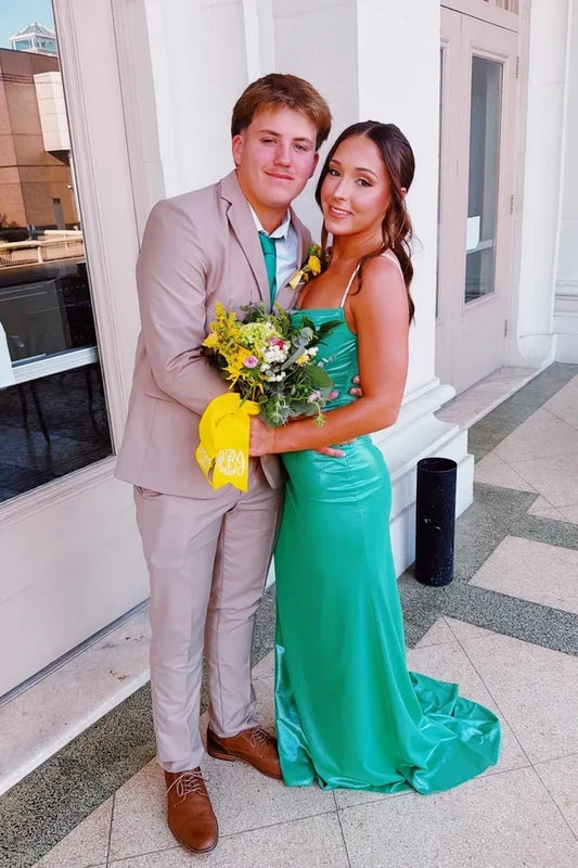 Chic Sheath Spaghetti Straps Sleeveless Long Formal Prom Dress