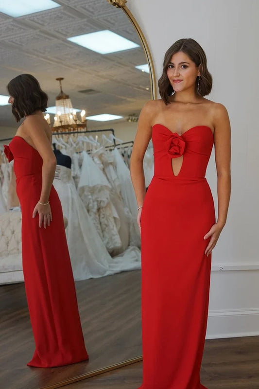 Chic Sheath Sweetheart Sleeveless Floral Cutout Floor-Length Party Dress