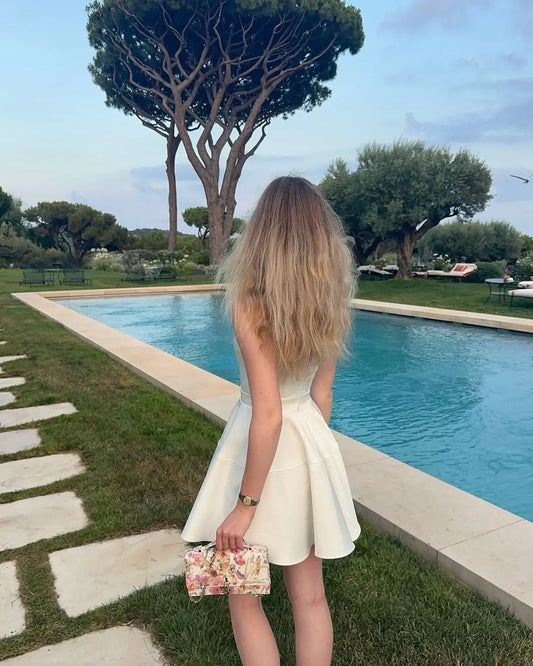 Elegant A-Line Scoop Neck Sleeveless Modern Short Homecoming Dress Mini Summer Dress