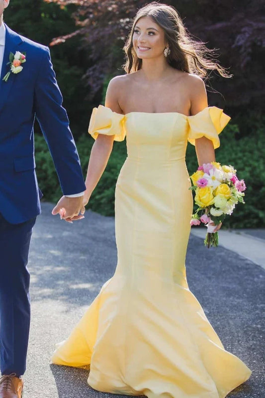 Elegant Mermaid Off-the-Shoulder Floor-Length Evening Dress with Sleeves