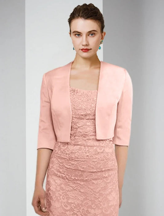 Elegant Sheath Half Sleeve Lace Gown with Jacket Floor-Length Mother of the Bride Dress