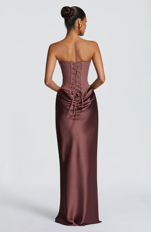 Elegant Sheath Sweetheart Sleeveless Corset Draped Satin Floor-Length Prom Dress