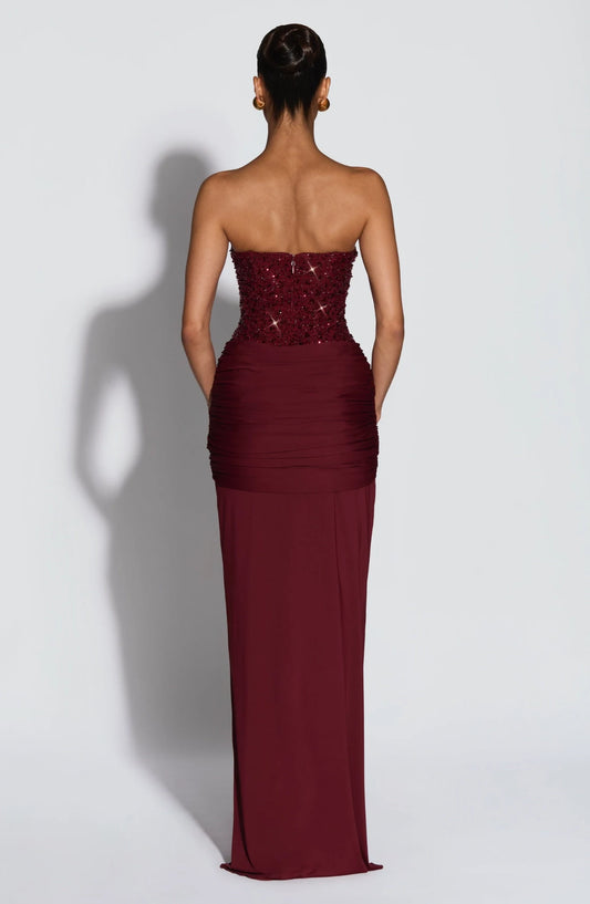 Elegant Sheath Sweetheart Sleeveless Sequin Bodice Draped Chiffon Floor-Length Prom Evening Dress