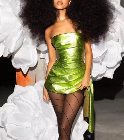 Fashion Sheath Strapless Sleeveless Draped Ruched Green Short Homecoming Dress