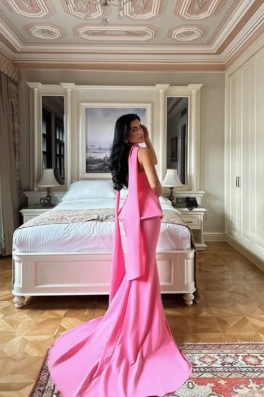Gorgeous Mermaid Strapless Sleeveless Peplum Waist Floor-Length Evening Dress