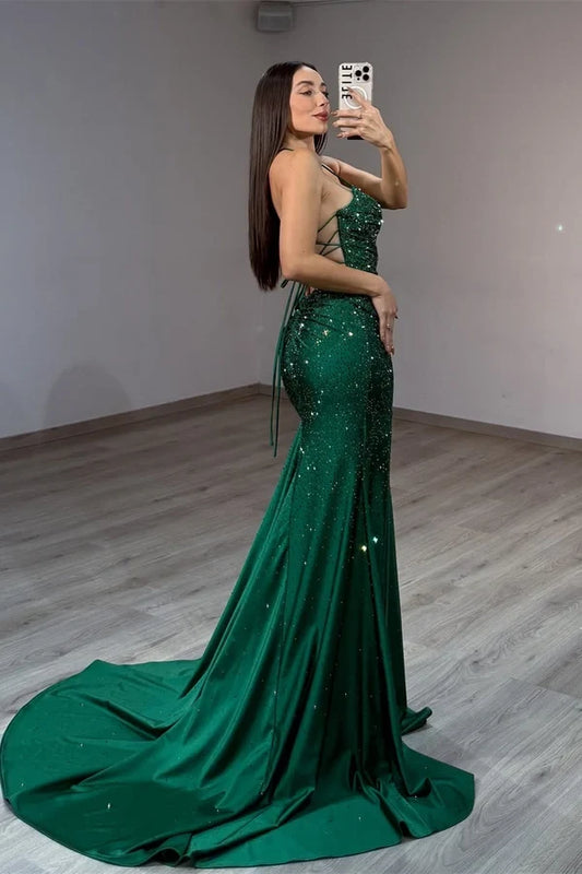 Gorgeous Mermaid Sweetheart Sleeveless Beaded Long Prom Dress with High Slit
