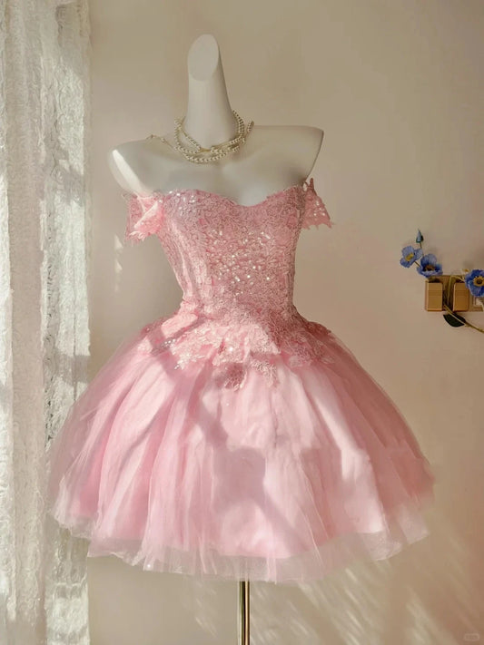 Pretty Ball Gown Sweetheart Sleeveless Off-Shoulder Elegant Short Homecoming Dress